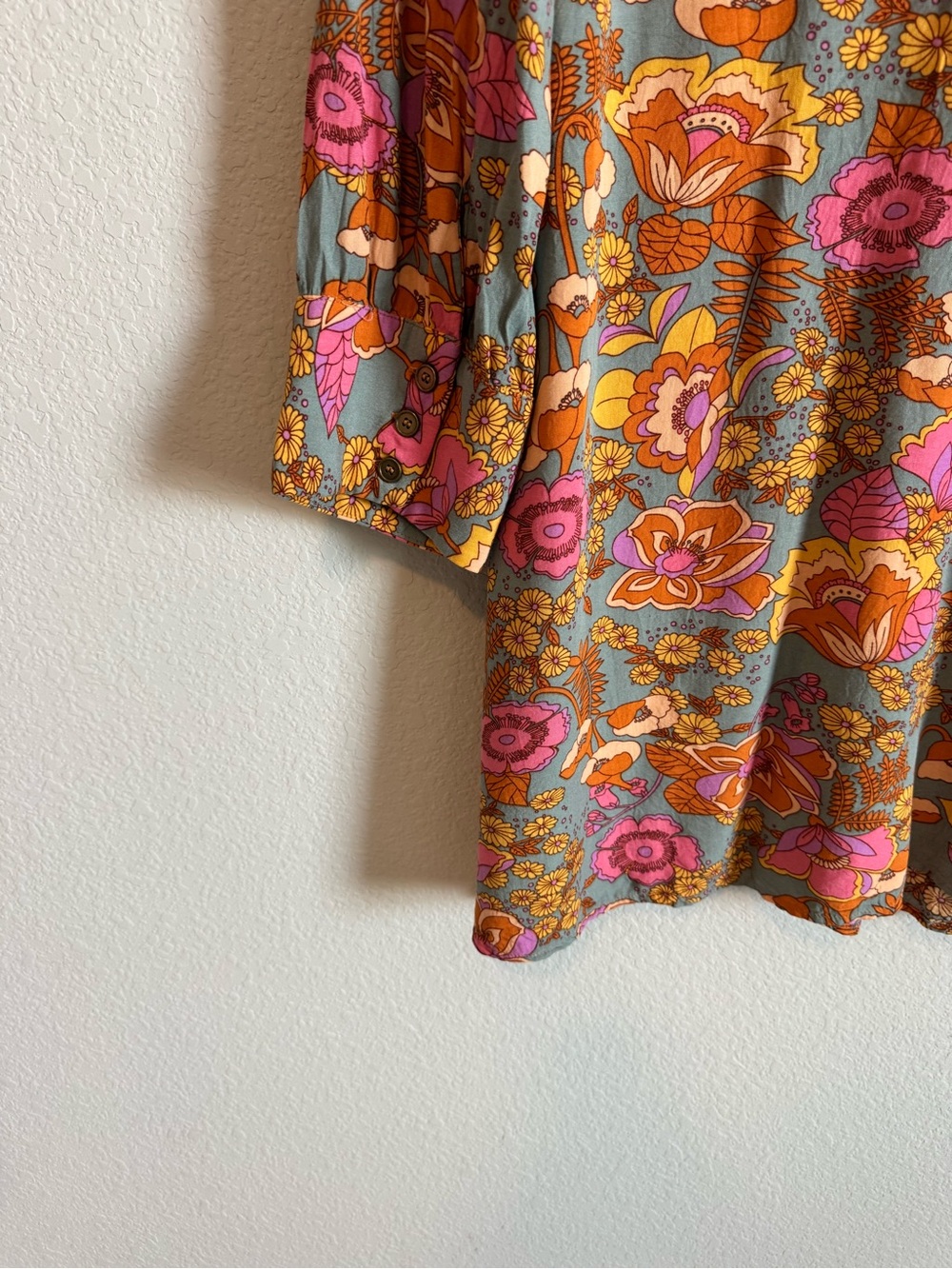 Natural Life Twiggy Retro Floral Print Mini Shirt Dress Size Medium - Picture 7 of 8